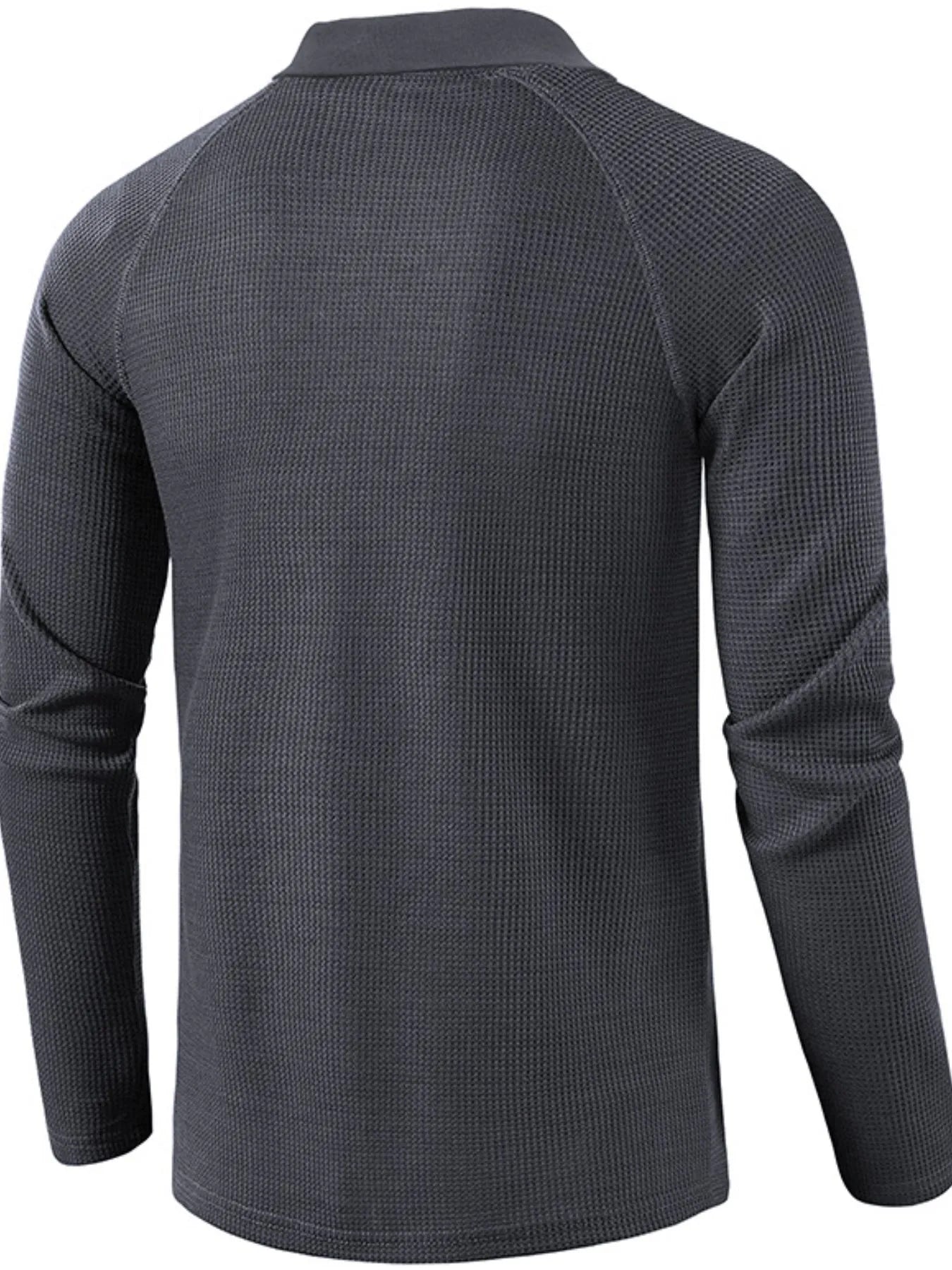 Men's Long Sleeve Textured Polo - Men's Polo shirt by Trendsi | Available at Handbags Specialist Headquarter