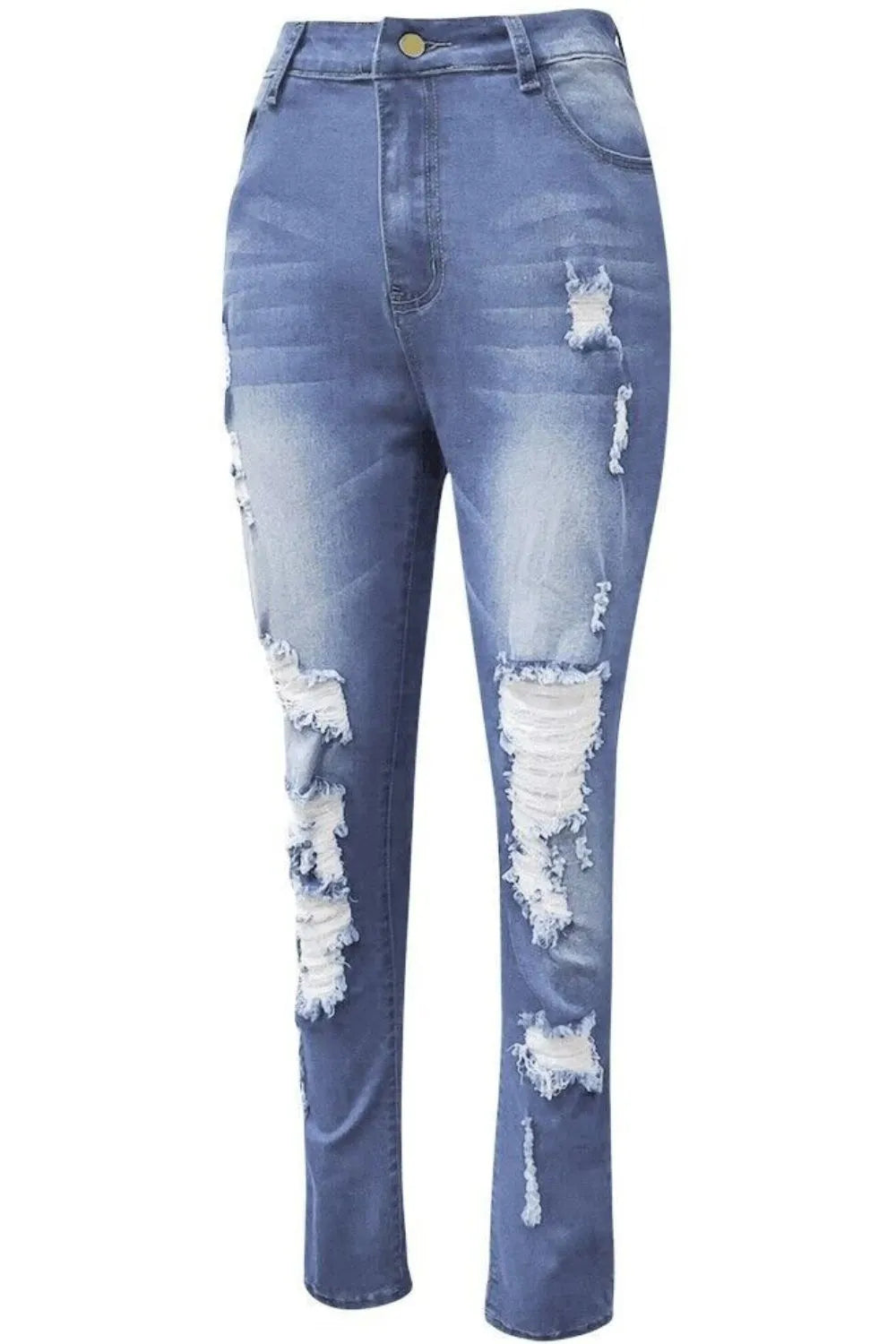 Full Size Distressed Skinny Jeans Plus Size - Women / Jeans & Denim by Trendsi | Available at Handbags Specialist Headquarter