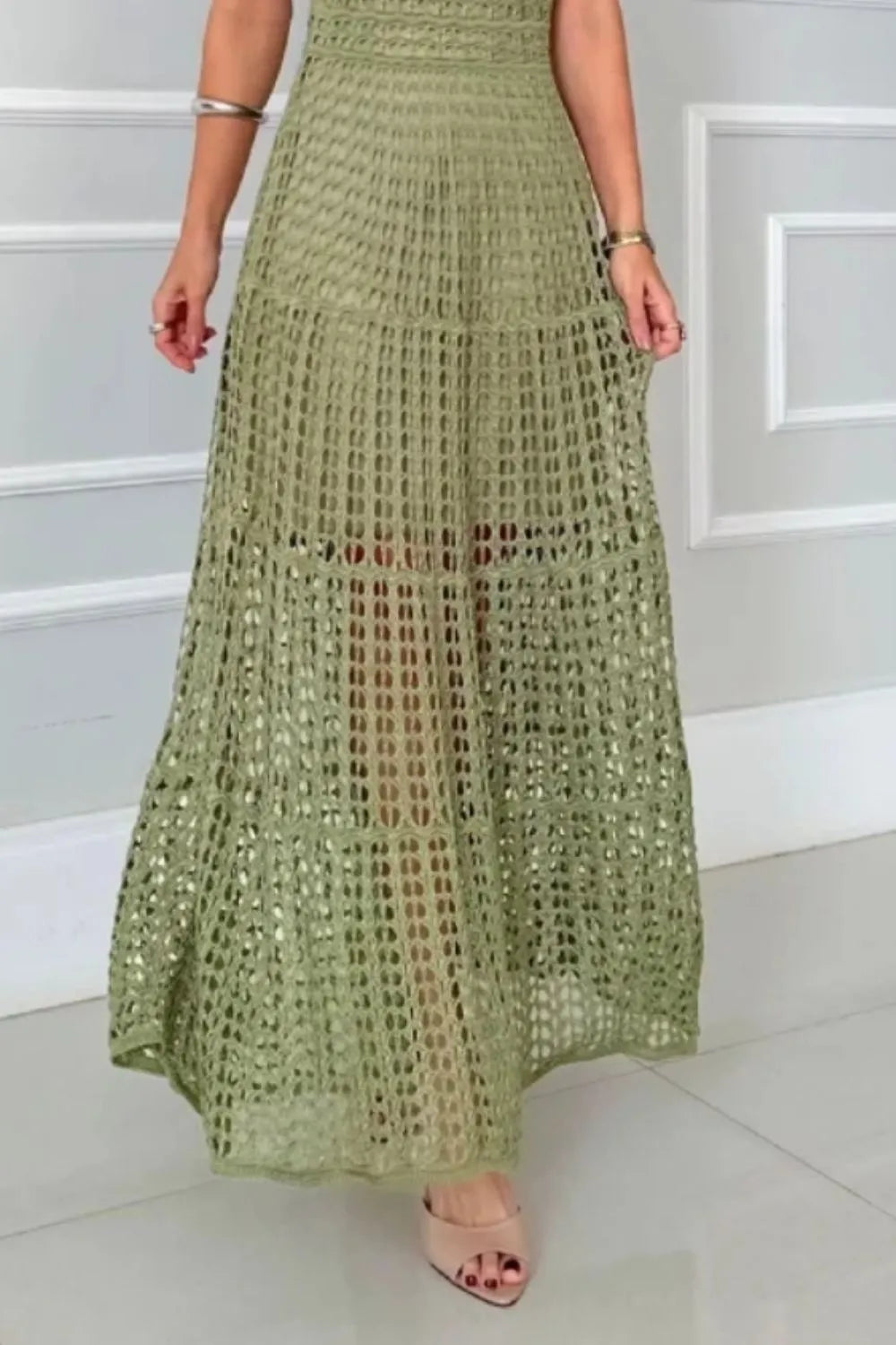 Hollowed-Out Sleeveless Maxi Dress - Maxi Dress by Trendsi | Available at Handbags Specialist Headquarter