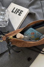 PU Leather Strap Suede Shoulder Bag - Handbags by Trendsi | Available at Handbags Specialist Headquarter