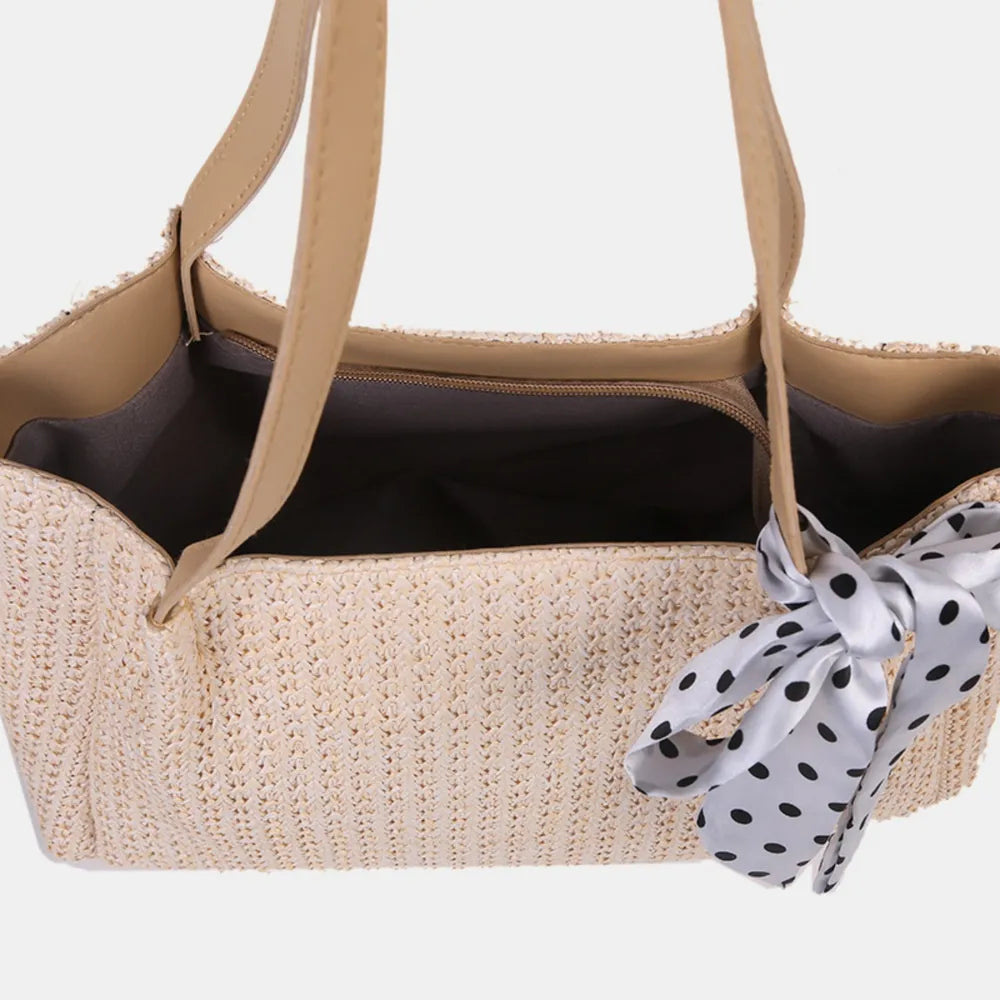 Straw Woven Leather Strap Handbag - Handbags by Trendsi | Available at Handbags Specialist Headquarter