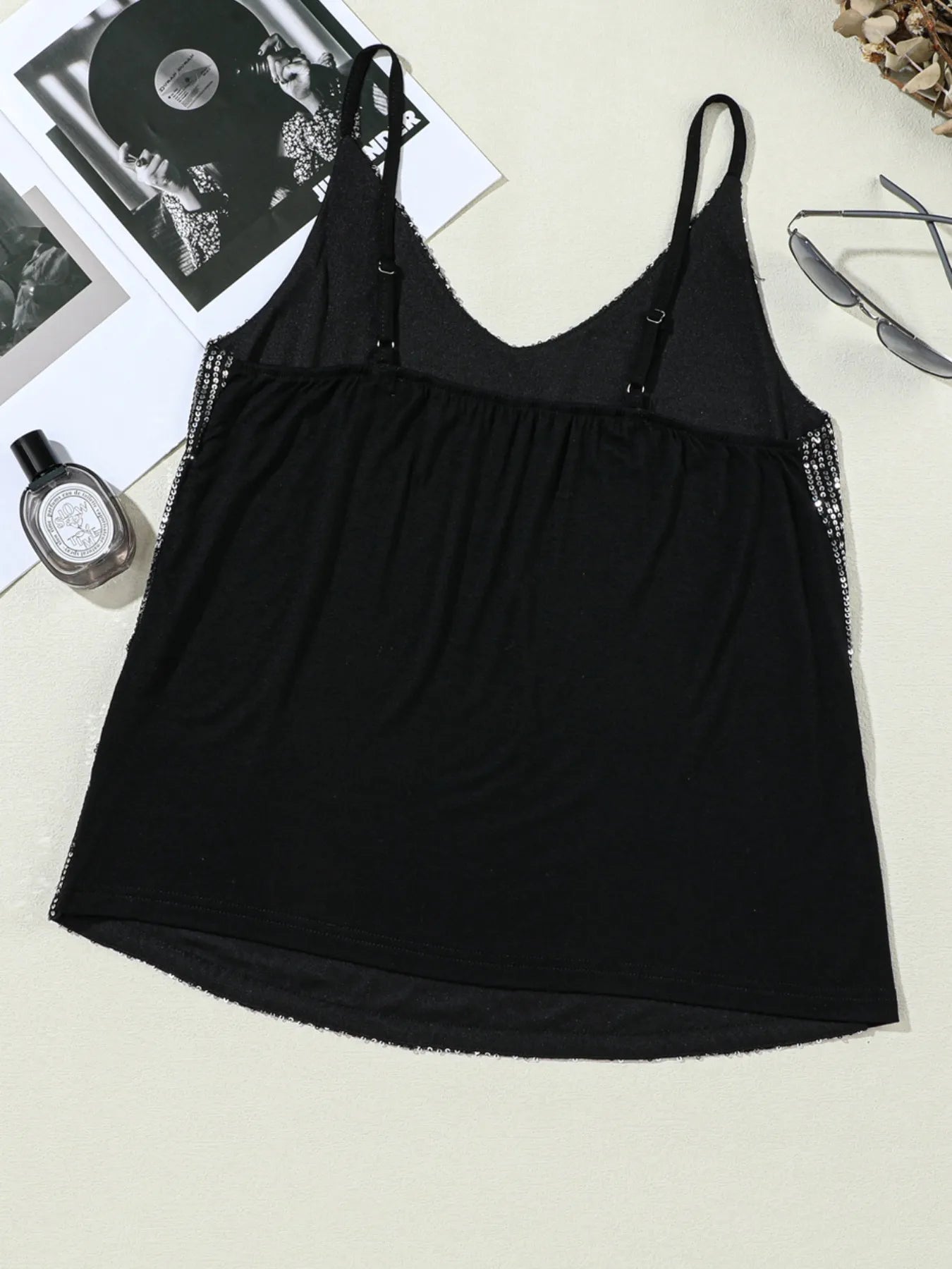Sequined V-Neck Cami Top - Tops by Trendsi | Available at Handbags Specialist Headquarter