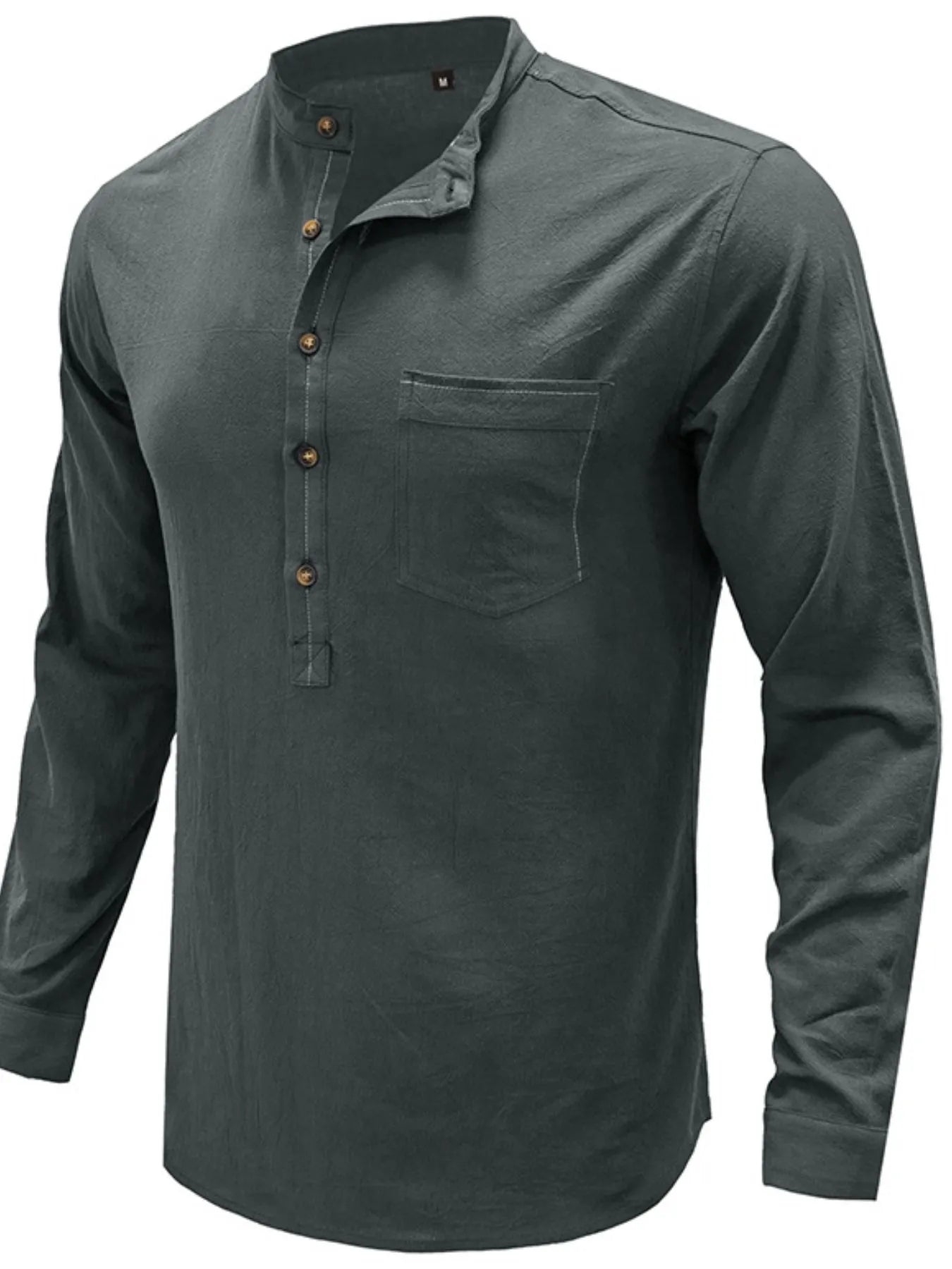 Men's Button Detail Long Sleeve Polo Shirt - Men's Polo shirt by Trendsi | Available at Handbags Specialist Headquarter