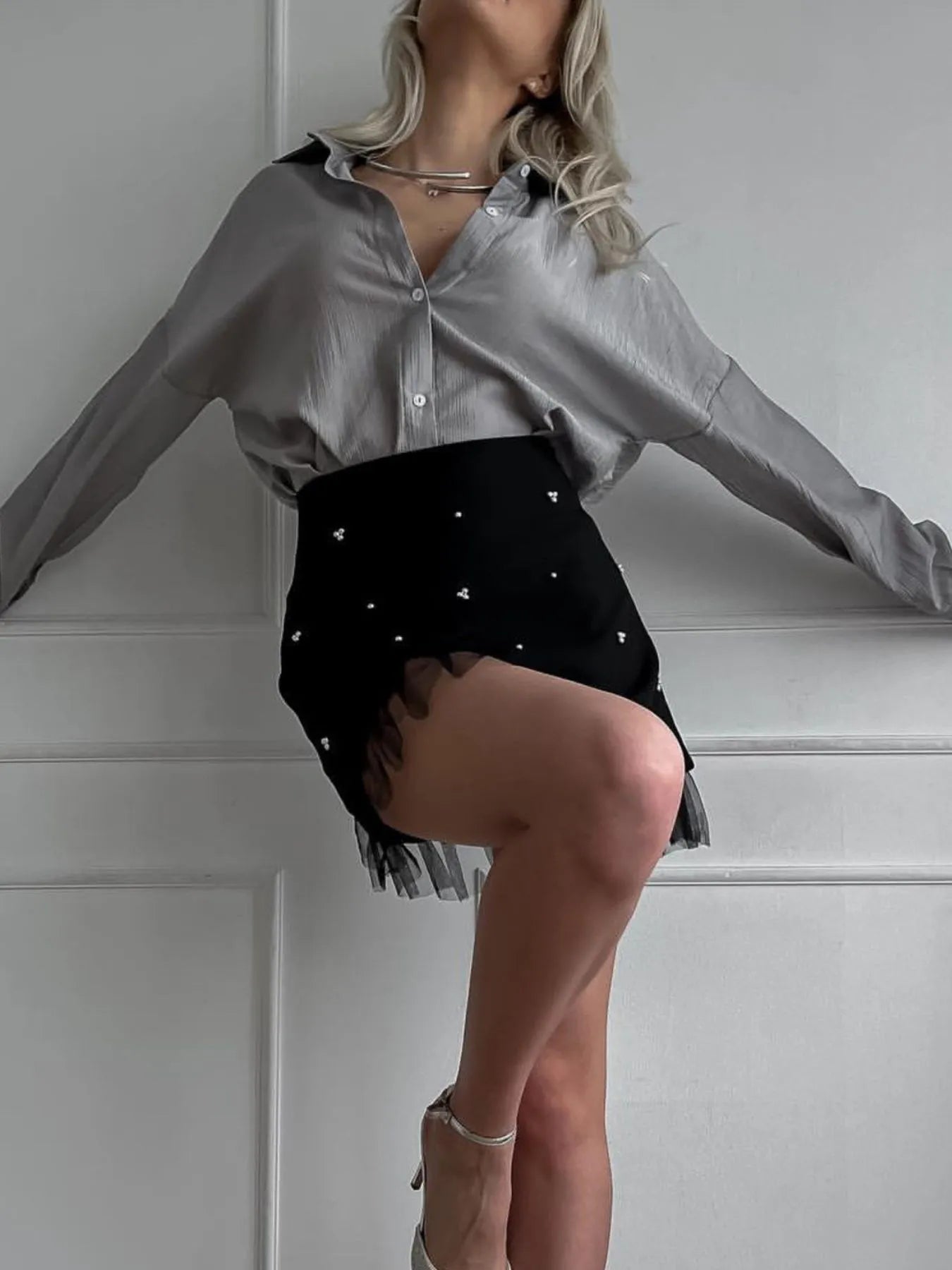 Tulle Hem Mini Skirt - Skirts by Trendsi | Available at Handbags Specialist Headquarter