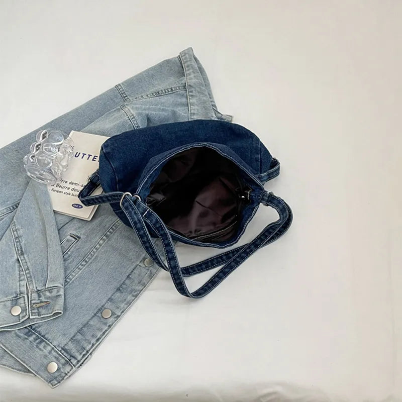 Adjustable Strap Denim Shoulder Bag - Handbags by Trendsi | Available at Handbags Specialist Headquarter