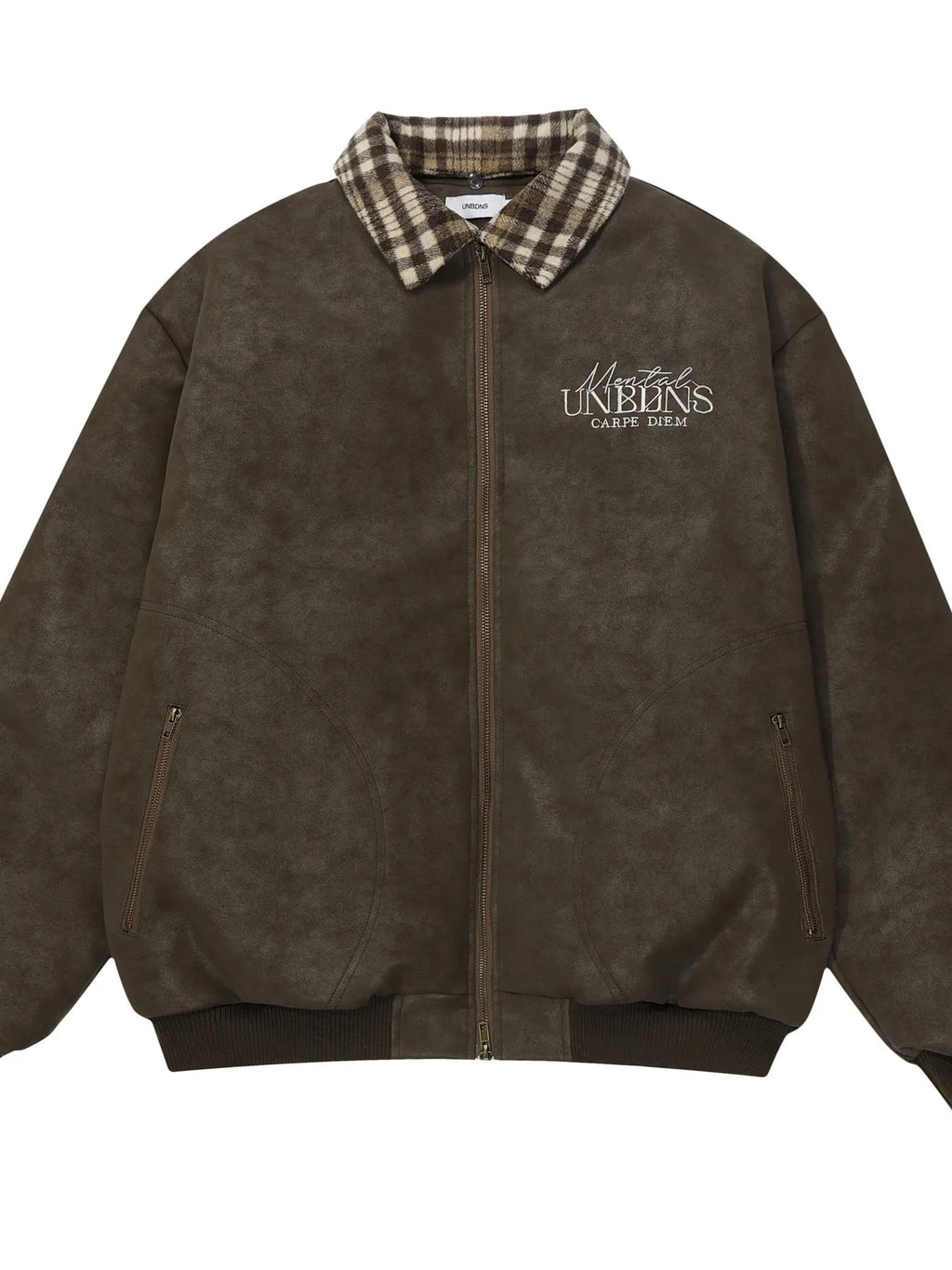 Men's Plaid Collar Detail Zip Up Jacket - Men's jackets by Trendsi | Available at Handbags Specialist Headquarter