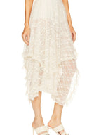 Asymmetrical Lace Midi Skirt - Skirts by Trendsi | Available at Handbags Specialist Headquarter