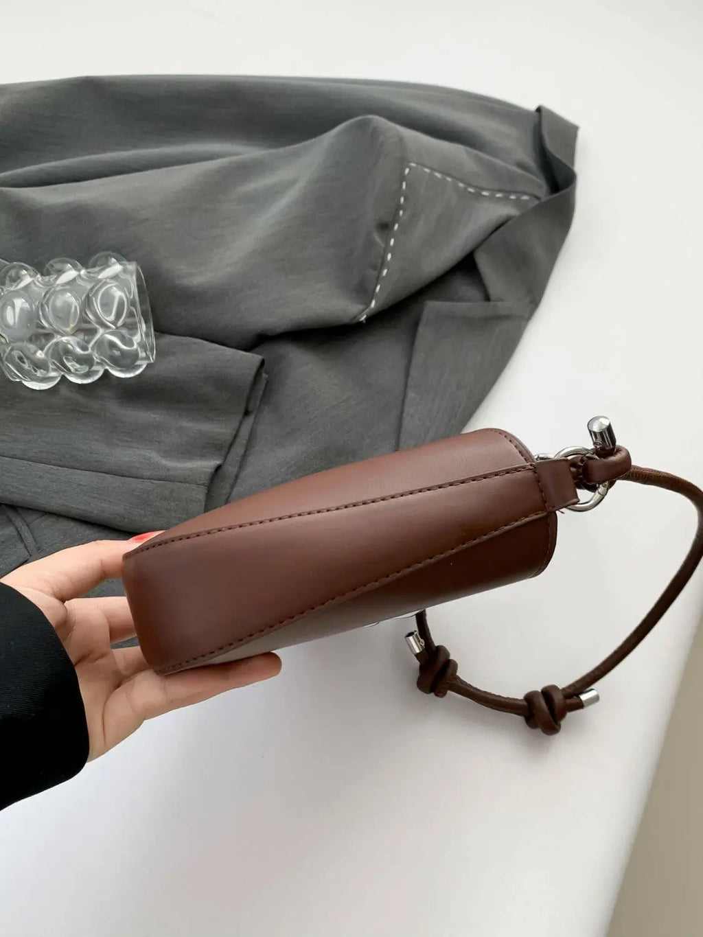 Bow PU Leather Knotted Strap Handbag - Tote Bag by Trendsi | Available at Handbags Specialist Headquarter