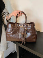 PU Leather Handbag with Pendant - Tote Bag by Trendsi | Available at Handbags Specialist Headquarter