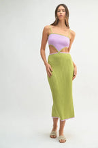 MABLE Ribbed Knit Color Block Cutout Midi Dress - Maxi Dress by Trendsi | Available at Handbags Specialist Headquarter
