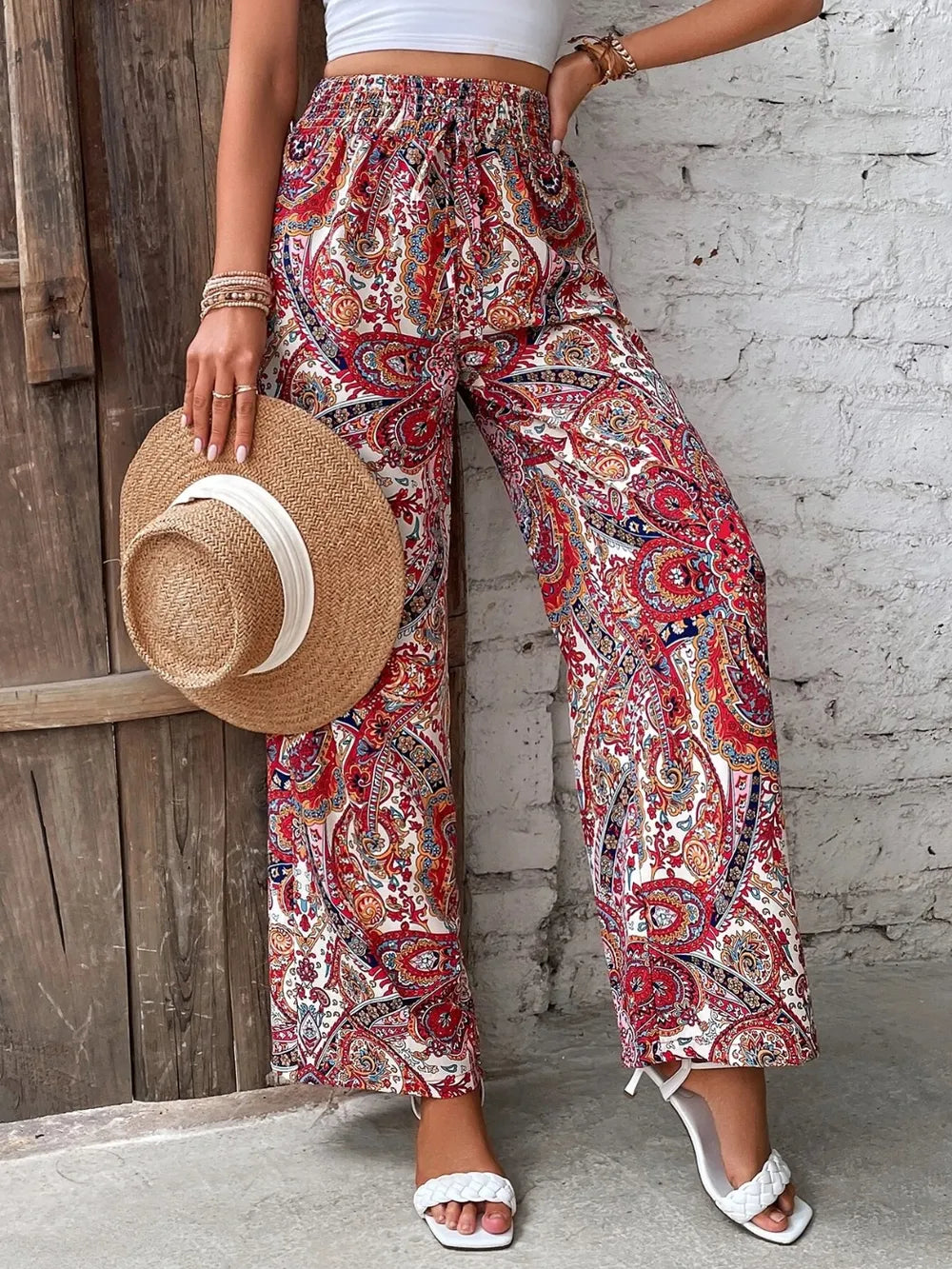 Printed Wide Leg Pants - Women Pants by Trendsi | Available at Handbags Specialist Headquarter