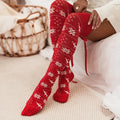 Christmas Element Bowknot Ribbed Trim Over Knee Stockings - Sleepwear by Trendsi | Available at Handbags Specialist Headquarter