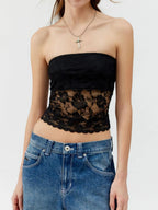 Lace Strapless Tube Top - Tops by Trendsi | Available at Handbags Specialist Headquarter