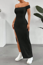 Off Shoulder Slit Maxi Dress - Maxi Dress by Trendsi | Available at Handbags Specialist Headquarter