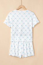 Printed Round Neck Top and Shorts Two-Piece Lounge Set - Sleepwear by Trendsi | Available at Handbags Specialist Headquarter