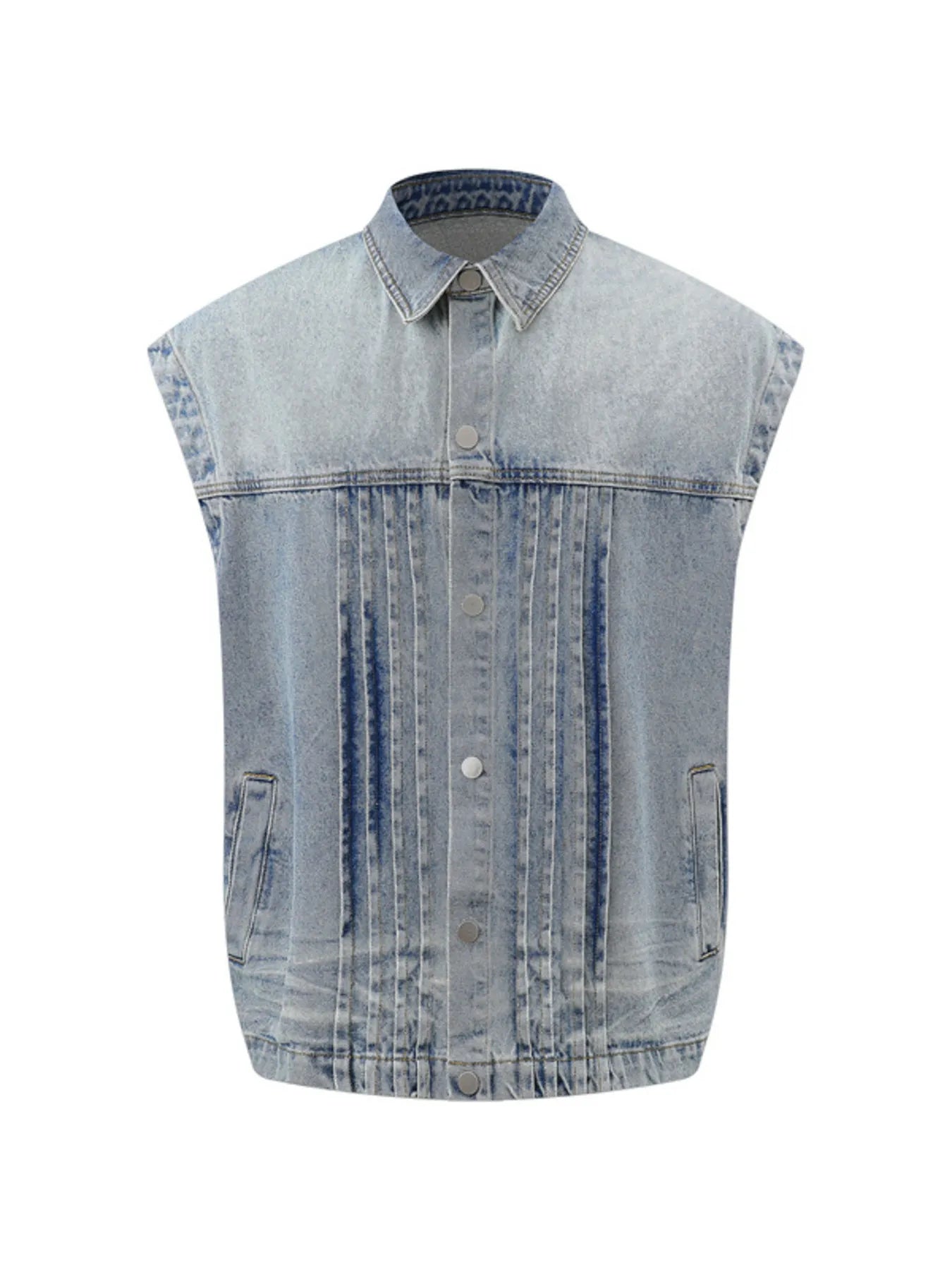 Men's Plus Size Sleeveless Vintage Washed Denim Jacket - Men's jackets by Trendsi | Available at Handbags Specialist Headquarter
