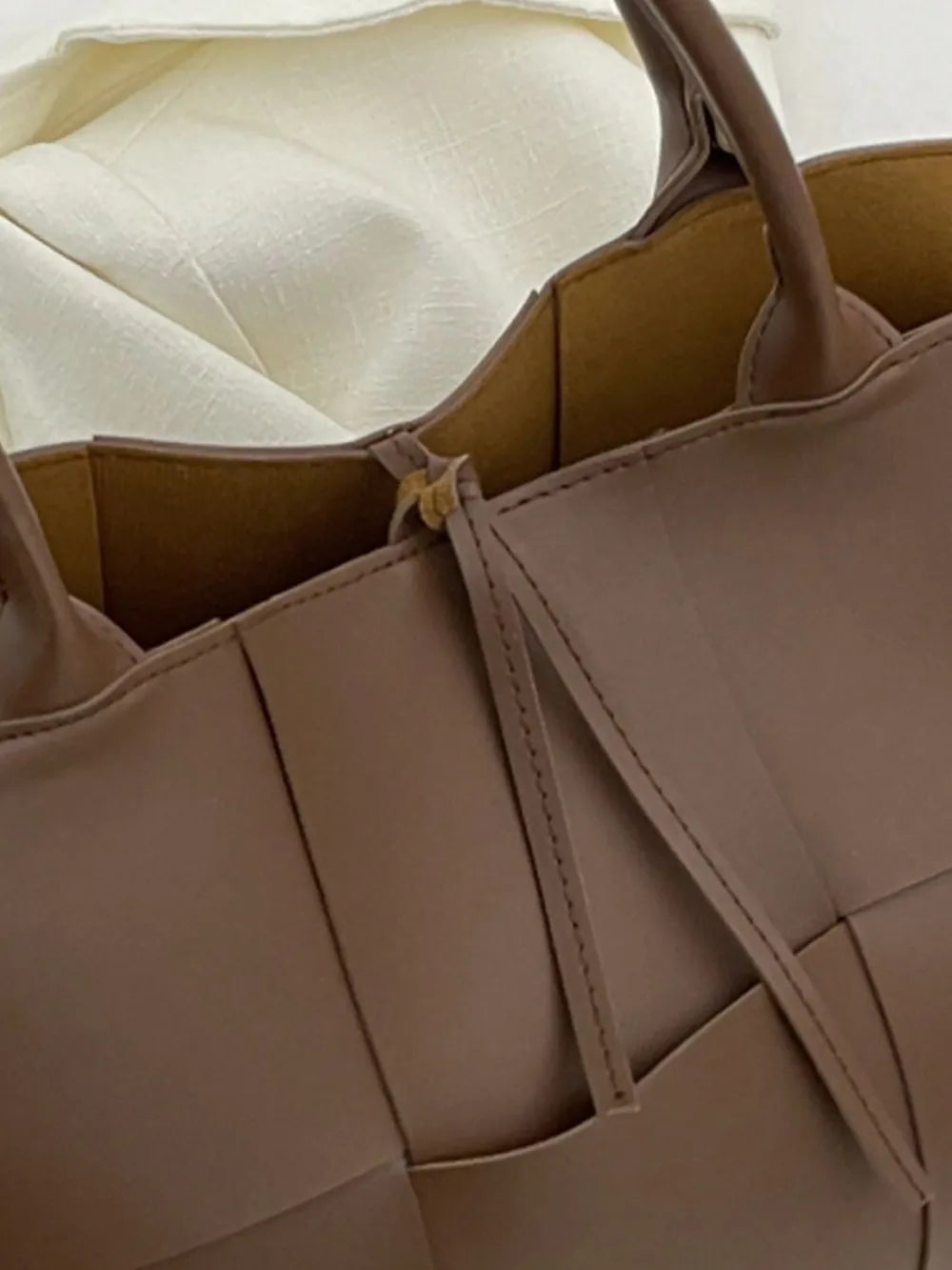 PU Leather Woven Handbag and Clutch Set - handbags by Trendsi | Available at Handbags Specialist Headquarter