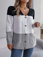DualTone Cozy Button-Up Sweater - Women's sweatshirts by Trendsi | Available at Handbags Specialist Headquarter