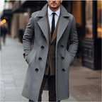 UrbanEdge Wool Double-Breasted Long Coat for Men