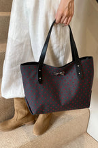 Polyester Bow Polka Dot Tote Bag - Tote Bag by Trendsi | Available at Handbags Specialist Headquarter