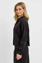 RISEN Button Down Long Sleeve Shirt - Women's Down Shirt Tops by Trendsi | Available at Handbags Specialist Headquarter
