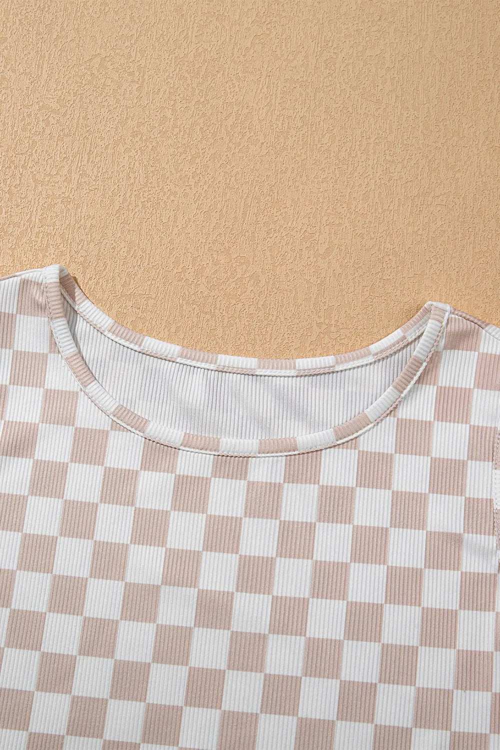 Ribbed Texture Checkered Print Tank and Pants Set - Sleepwear by Trendsi | Available at Handbags Specialist Headquarter