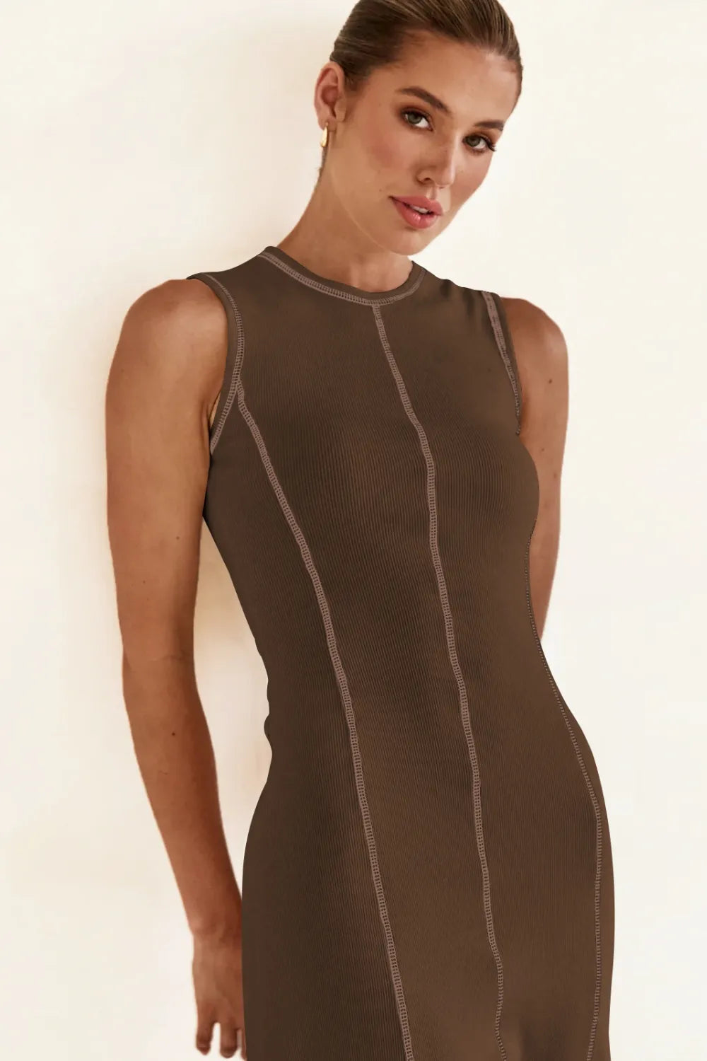 Contrast Stitching Maxi Tank Dress - Maxi Dress by Trendsi | Available at Handbags Specialist Headquarter