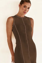 Contrast Stitching Maxi Tank Dress - Maxi Dress by Trendsi | Available at Handbags Specialist Headquarter