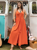 Plus Size Halter Neck Midi Dress - Dresses by Trendsi | Available at Handbags Specialist Headquarter