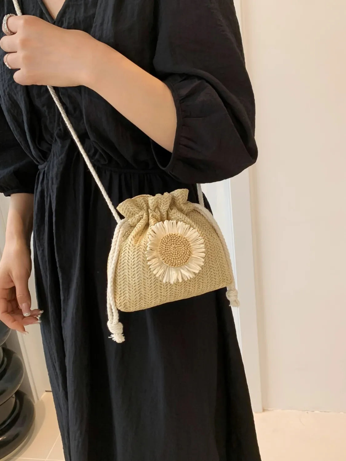 Sunflower Drawstring Bucket Bag - Shoulder Bags by Trendsi | Available at Handbags Specialist Headquarter