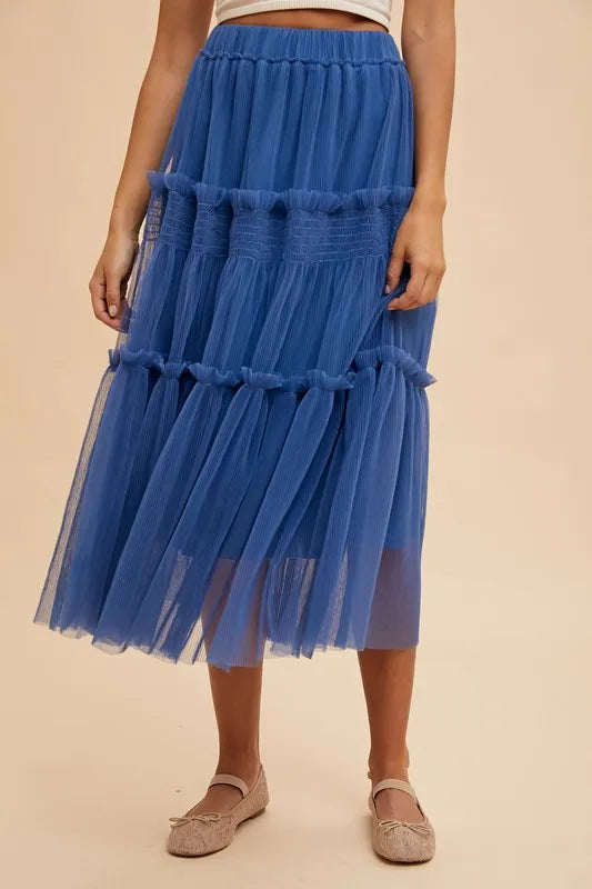 Annie Wear Tulle Tiered Midi Skirt - Skirts by Trendsi | Available at Handbags Specialist Headquarter