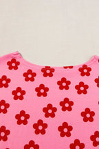 Floral Cropped Tee and Shorts Lounge Set - Sleepwear by Trendsi | Available at Handbags Specialist Headquarter