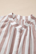 Stripe Button Down Sleeveless Shirt - Women's Down Shirt Tops by Trendsi | Available at Handbags Specialist Headquarter