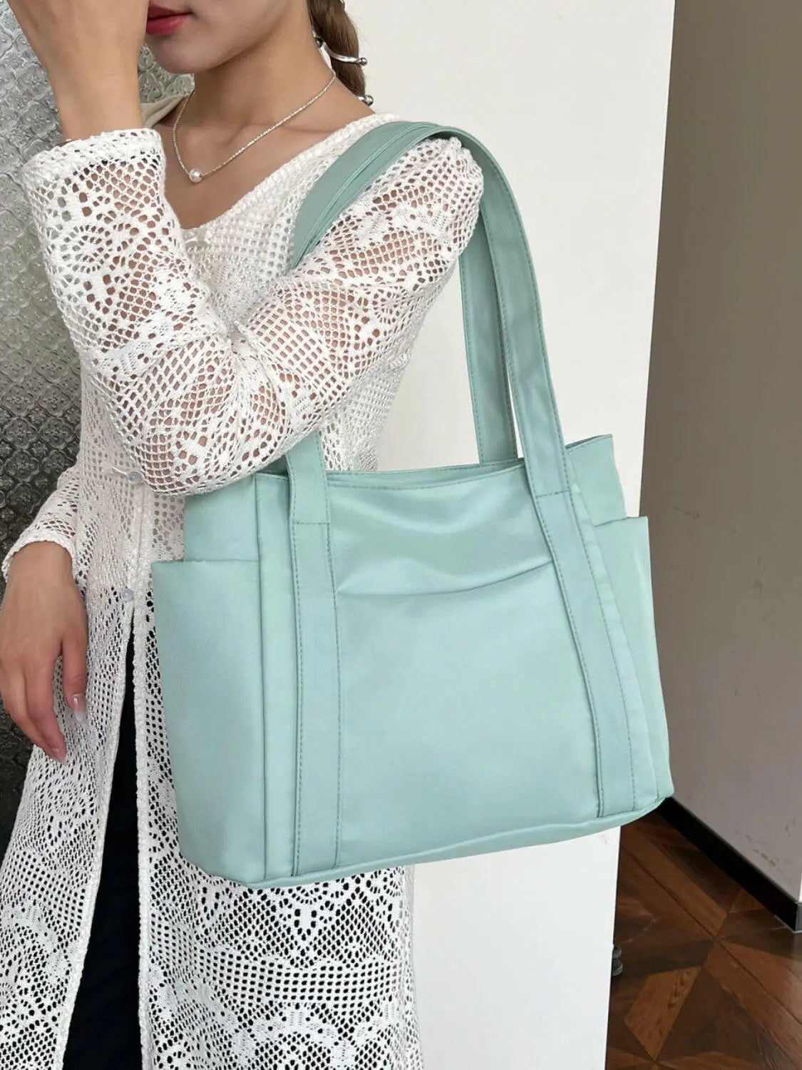 Oxford Cloth Tote Bag with Zipper - Tote Bag by Trendsi | Available at Handbags Specialist Headquarter