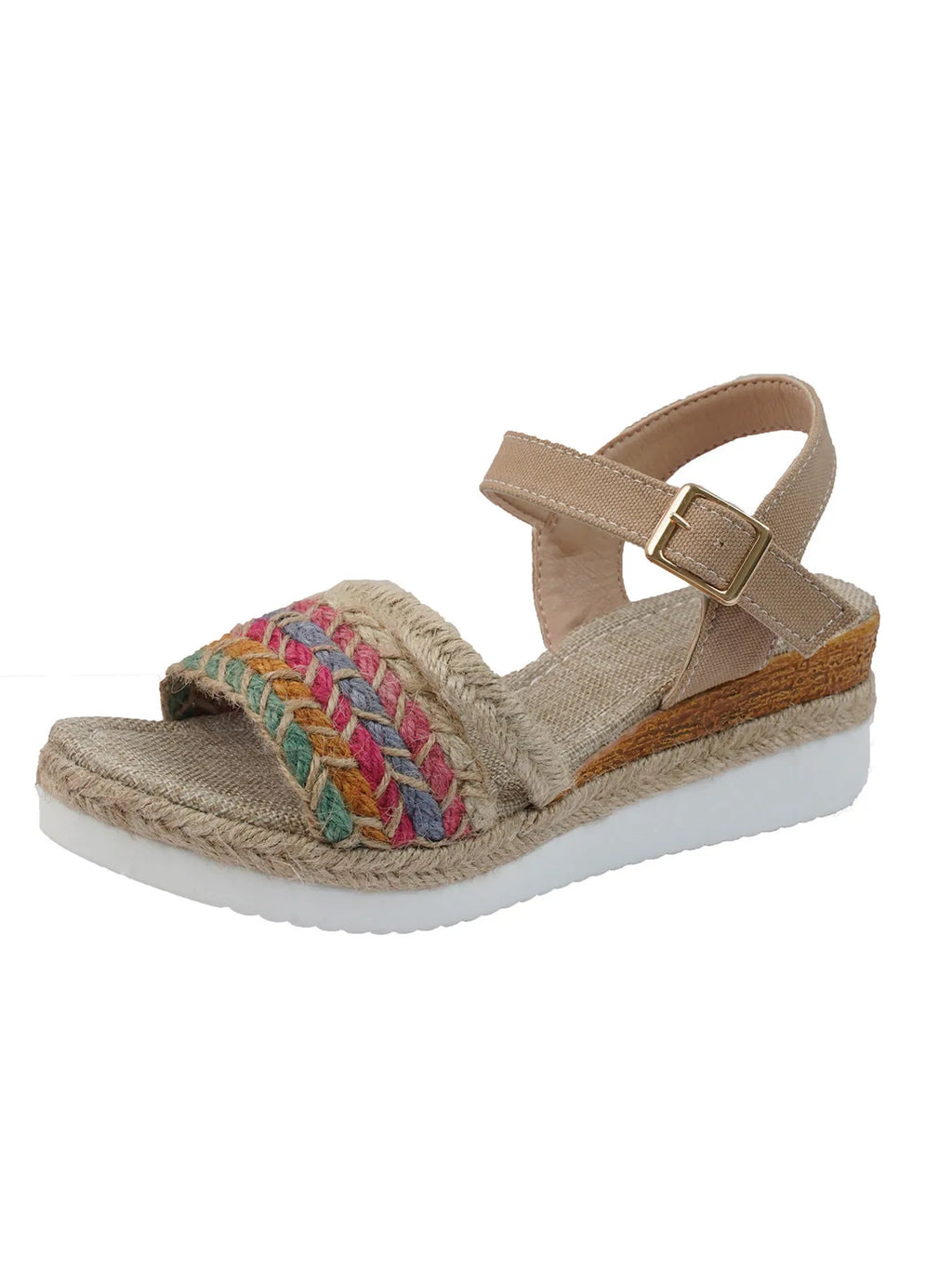 Braided Rainbow Platform Wedge Sandals - Women Sandals by Trendsi | Available at Handbags Specialist Headquarter