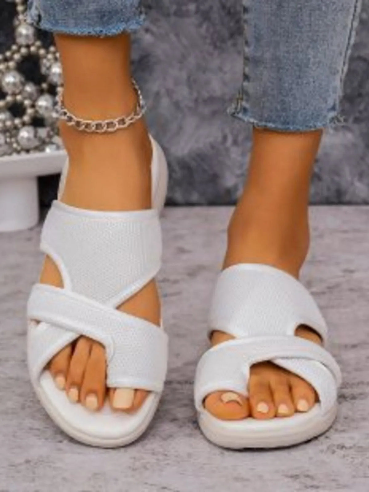 Cutout Mesh Solid Color Sandals - Women Sandals by Trendsi | Available at Handbags Specialist Headquarter