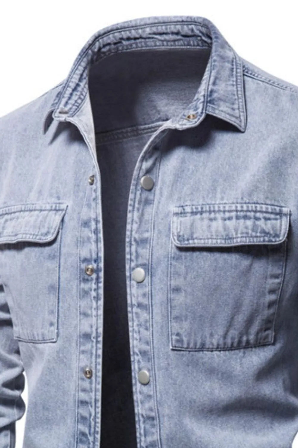 Men's Button Down Chest Pocket Denim Jacket - Men's jackets by Trendsi | Available at Handbags Specialist Headquarter
