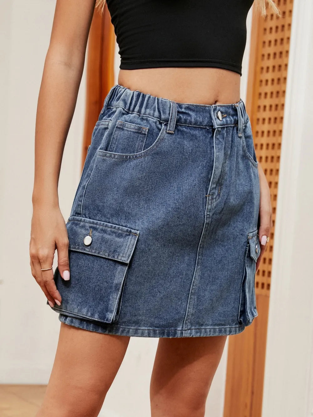 High Waist Denim Skirt - Skirts by Trendsi | Available at Handbags Specialist Headquarter