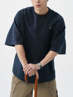 Men's Plus Size Round Neck Embroidered T-Shirt - Men's T-Shirt by Trendsi | Available at Handbags Specialist Headquarter