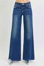 RISEN Full Size Mid Rise Wide Jeans Plus Size - Women / Jeans & Denim by Trendsi | Available at Handbags Specialist Headquarter