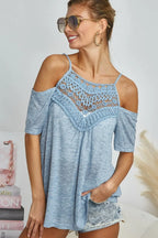 BiBi Front Crochet Lace Adjustable Strap Top - Women / Jeans & Denim by Trendsi | Available at Handbags Specialist Headquarter