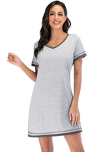 Contrast Trim Short Sleeve Lounge Dress - Sleepwear by Trendsi | Available at Handbags Specialist Headquarter