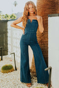 Spaghetti Strap Wide Leg Denim Jumpsuit - Women / Jeans & Denim by Trendsi | Available at Handbags Specialist Headquarter