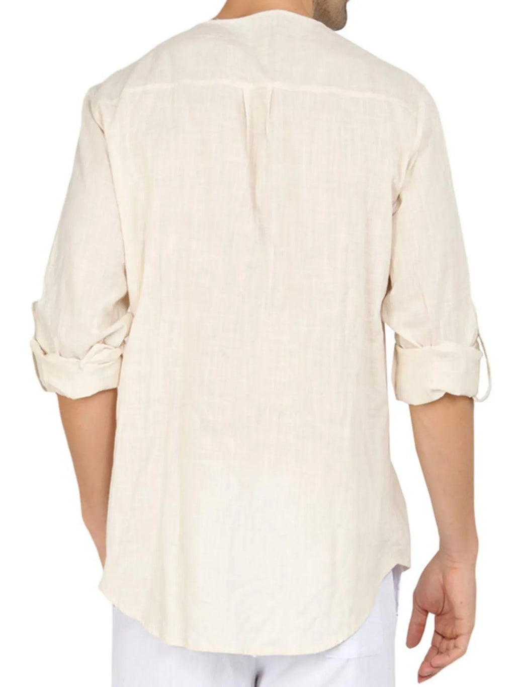 Men's Roll-Up Sleeve Linen Blend Polo Shirt - Men's Polo shirt by Trendsi | Available at Handbags Specialist Headquarter