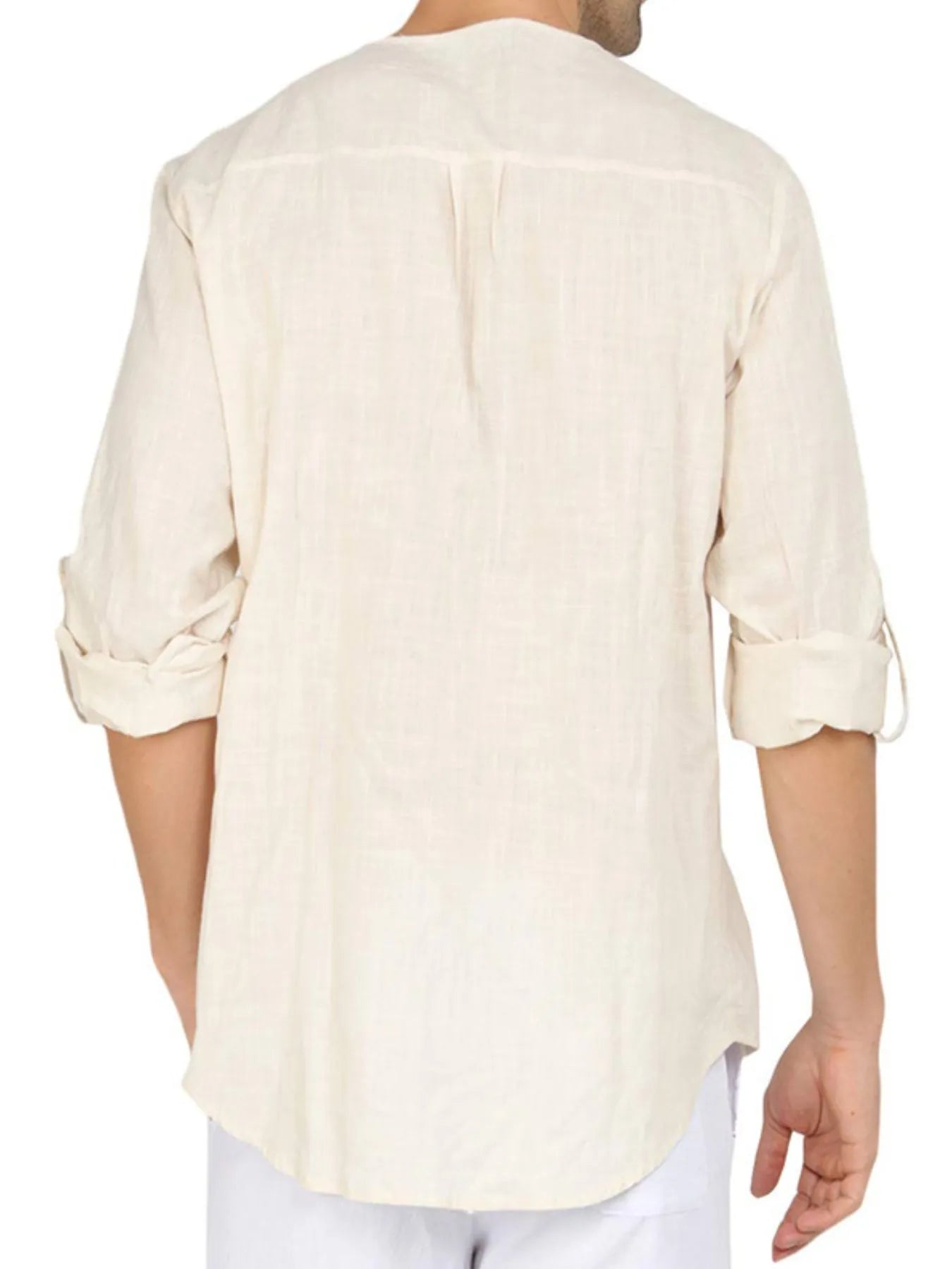 Men's Roll-Up Sleeve Linen Blend Polo Shirt - Men's Polo shirt by Trendsi | Available at Handbags Specialist Headquarter