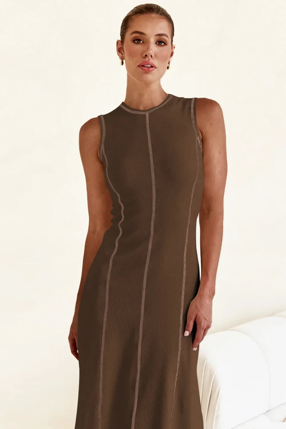 Contrast Stitching Maxi Tank Dress - Maxi Dress by Trendsi | Available at Handbags Specialist Headquarter