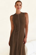 Contrast Stitching Maxi Tank Dress - Maxi Dress by Trendsi | Available at Handbags Specialist Headquarter