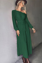 Belted One-Shoulder Tiered Maxi Dress - Maxi Dress by Trendsi | Available at Handbags Specialist Headquarter