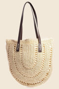 Fame Straw Braided Rounded Tote Bag - Tote Bag by Trendsi | Available at Handbags Specialist Headquarter
