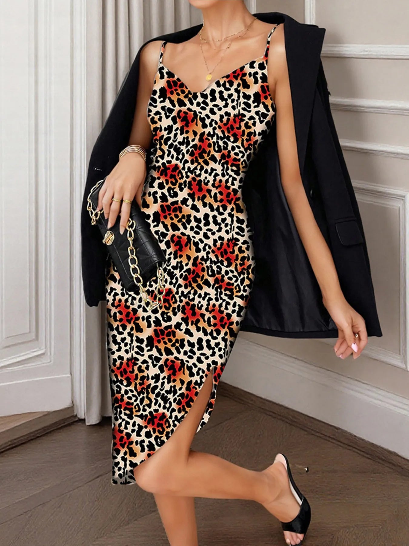 Leopard Print Bodycon Cami Dress - Maxi Dress by Trendsi | Available at Handbags Specialist Headquarter